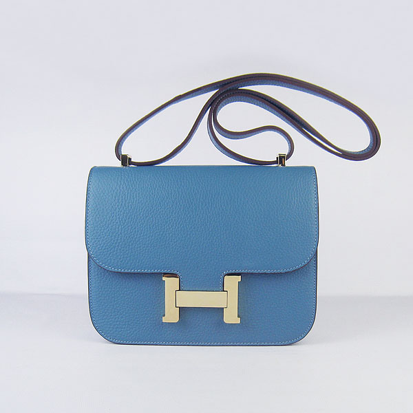 7A Hermes Oxhide Leather Message Bag Middle Blue H017 - Click Image to Close